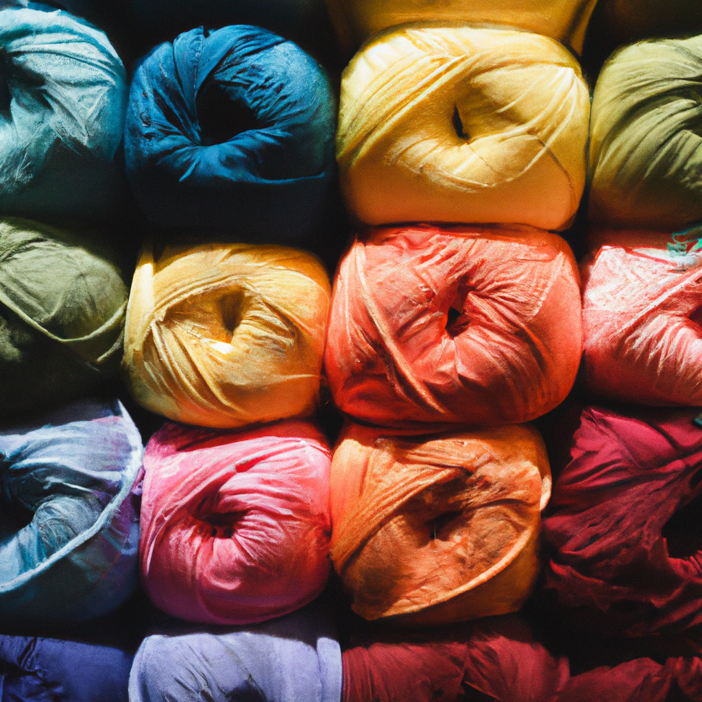 Pelotes de fils colorés et crochets sur fond minimal, ambiance douce